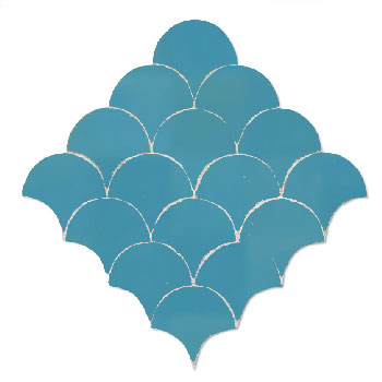 Mosaic House Moroccan tile Fleurs 23 Turquoise  solid zellige, mosaic, zellij, field, pattern, glaze, fishscale, classic 